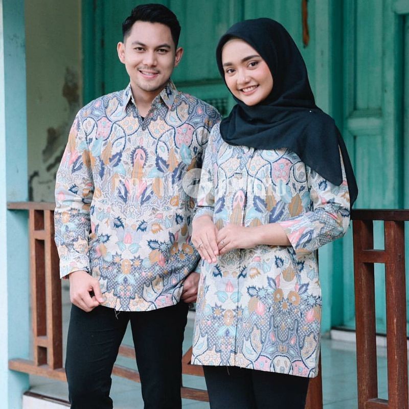 Batik pasangan couple sarimbit  batik pria &amp; wanita batik seragam couple PL01C