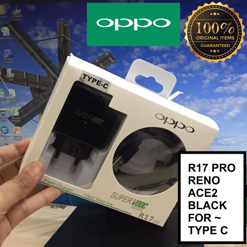 CHARGER CASAN OPPO R17PRO SUPER VOOC 65W RENO ACE 2 TYPE C DAN MICRO USB BLACK EDITION