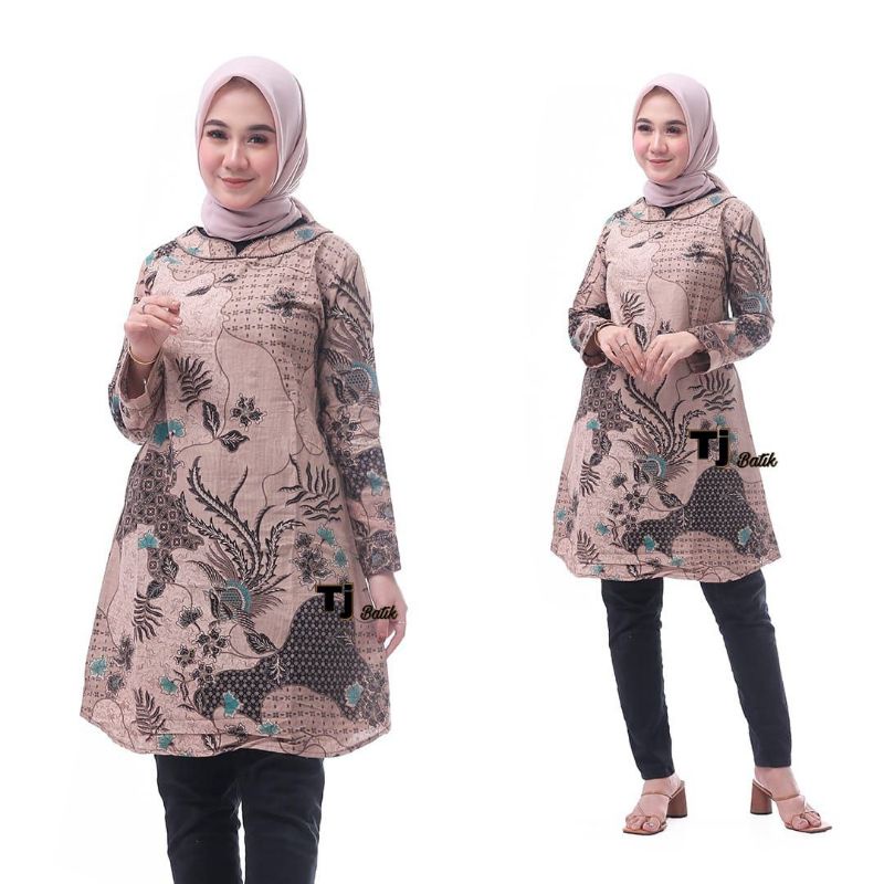 Batik wanita ASJ SA HRB026 Kenongo Kemeja Tosca Pendek