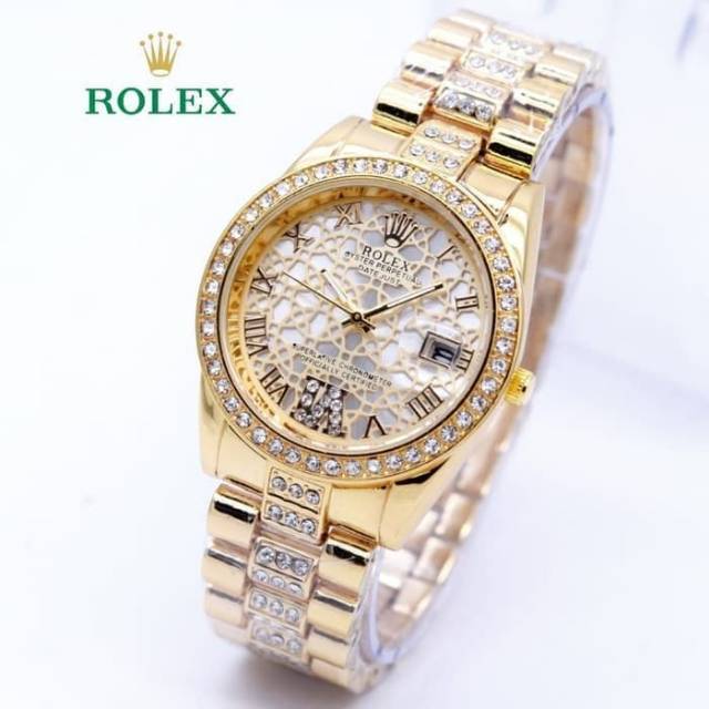 Jam Tangan Rolex Madu Super Mewah Dan Elegan - Jam Tangan Wanita Rolex Datejust Warna Gold