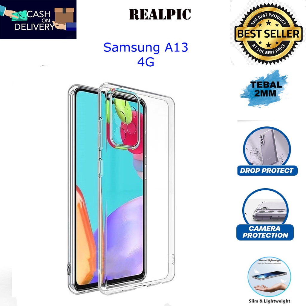 Case Samsung Galaxy A13 4G Casing Clear HD KETEBALAN 2MM BENING TRANSPARAN TPU Premium Softcase