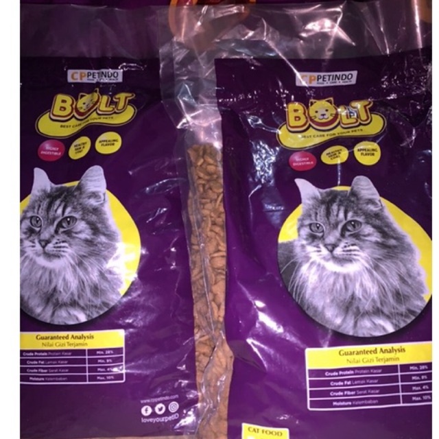 Makanan Kucing BOLT Repack 1Kg Bentuk Ikan