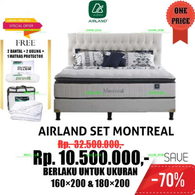 ( FREE ONGKIR ) Springbed Airland Full Set Montreal 160×200 & 180×200 ( Invoice )