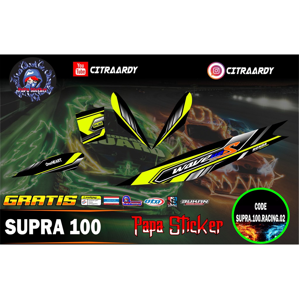Striping Supra 100 / Supra X / Supra Fit Lama Variasi Sticker Stiker Skotlet Motor List racing 01