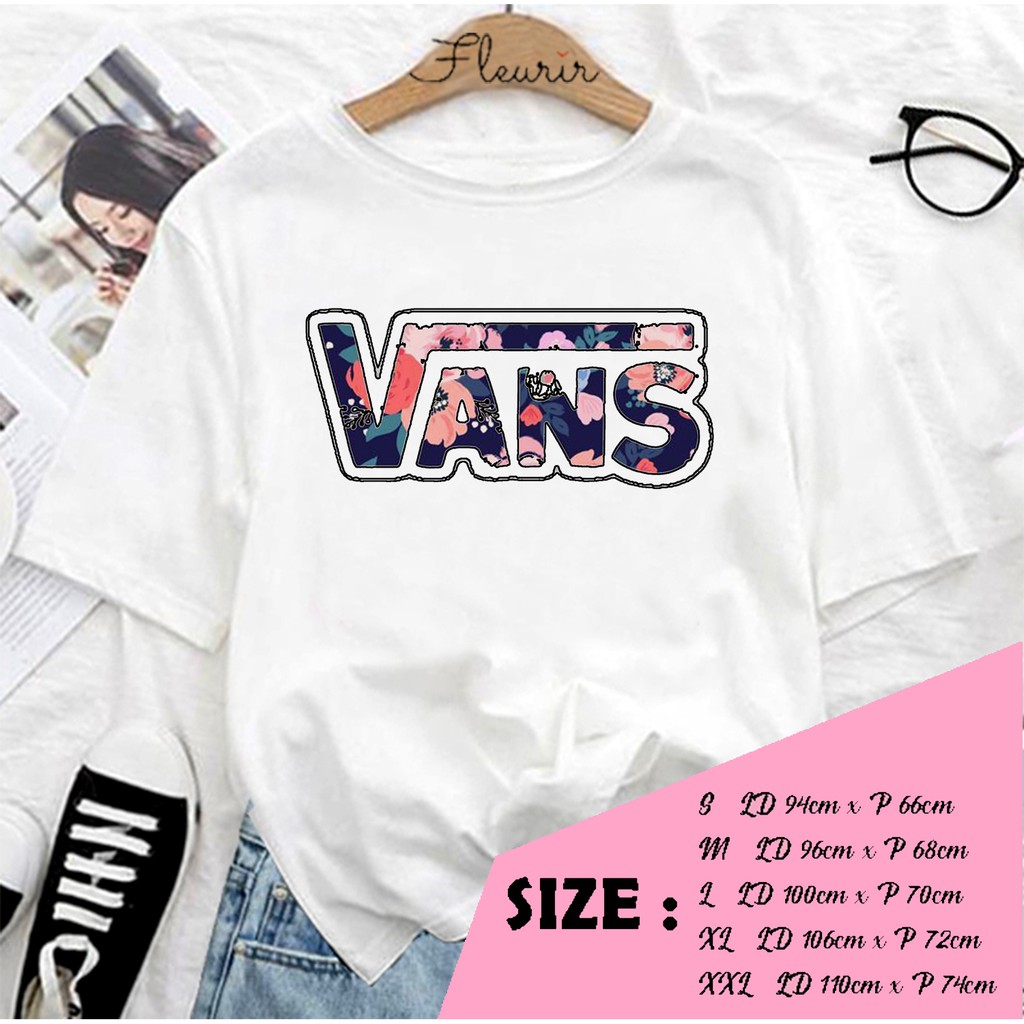 FLEURIR - KAOS VANS FLOWER WANITA DEWASA LENGAN PENDEK TEE UNISEX PRIA