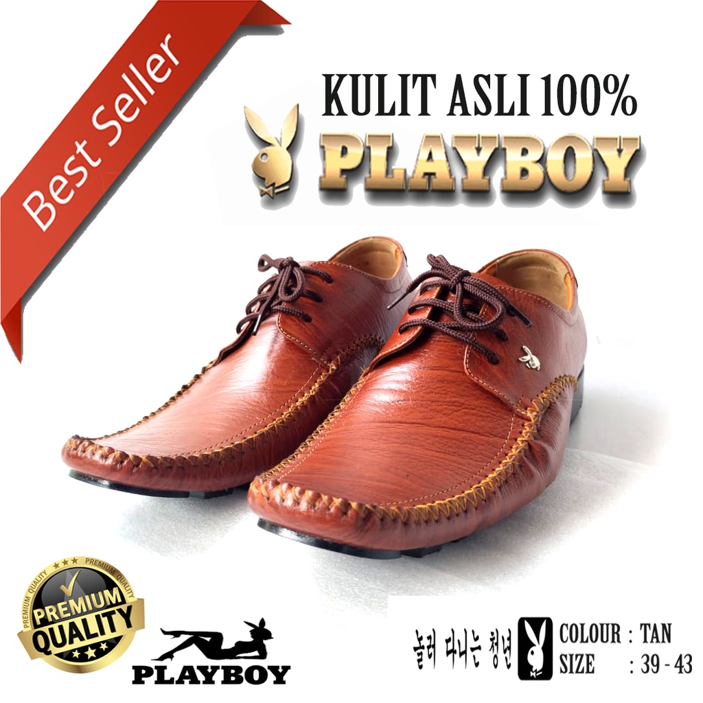 SEPATU FORMAL MOCASSIN / SEPATU KERJA PANTOFEL PLAYBOY ( TAN )