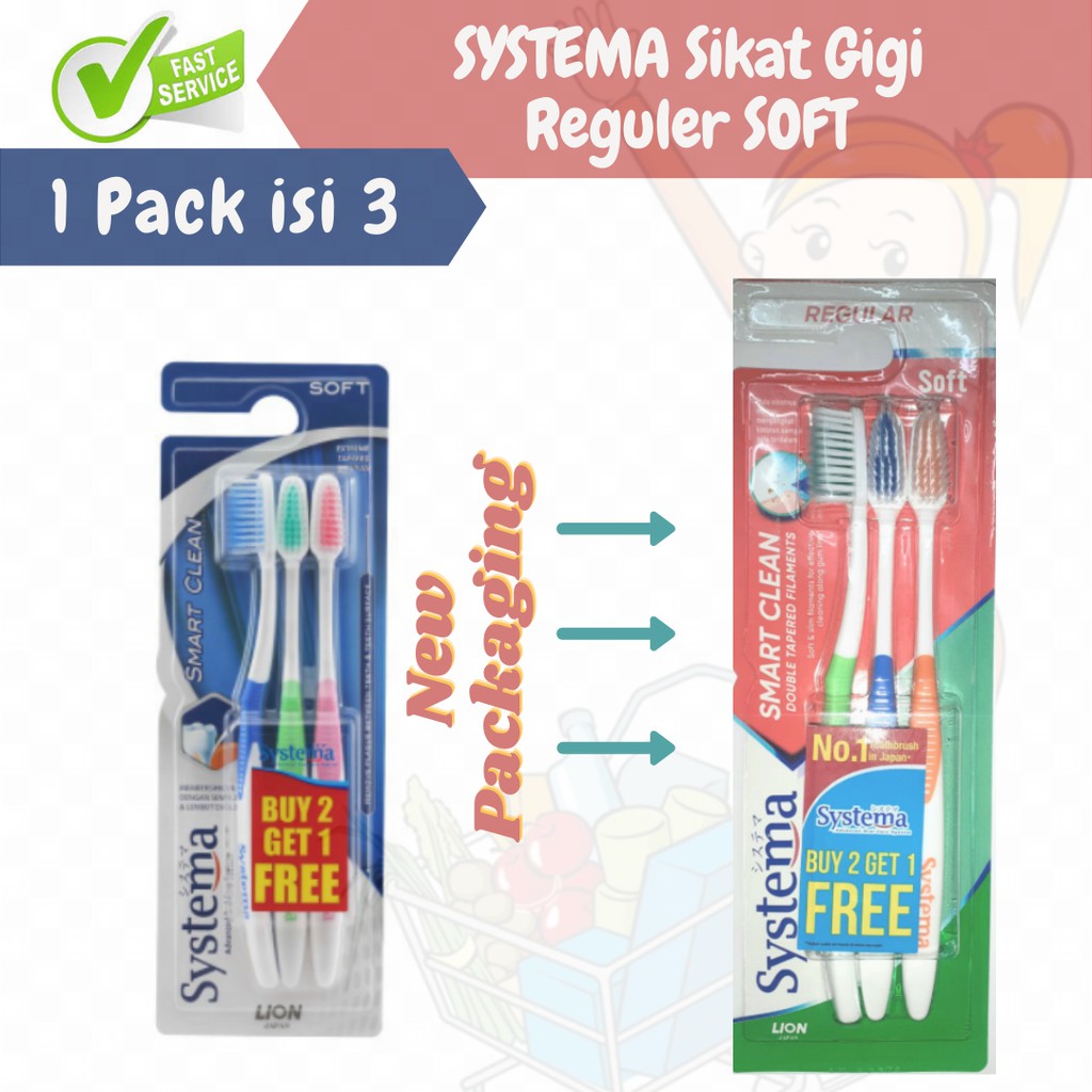 Sikat Gigi SYSTEMA Smart Clean Soft isi 3 Toothbrush Kemasan Hemat isi3