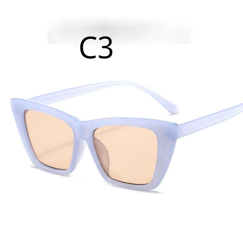 【YUZHU】COD Aksesoris Fashion Warna Jelly Simple Square Cat Eye Sunglasses untuk Wanita