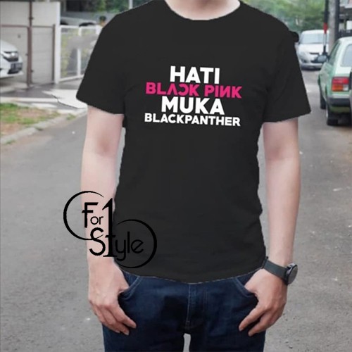 FLASH SALE KAOS CUSTOM HATI BALCK PINK MUKA BLACK PANTHER