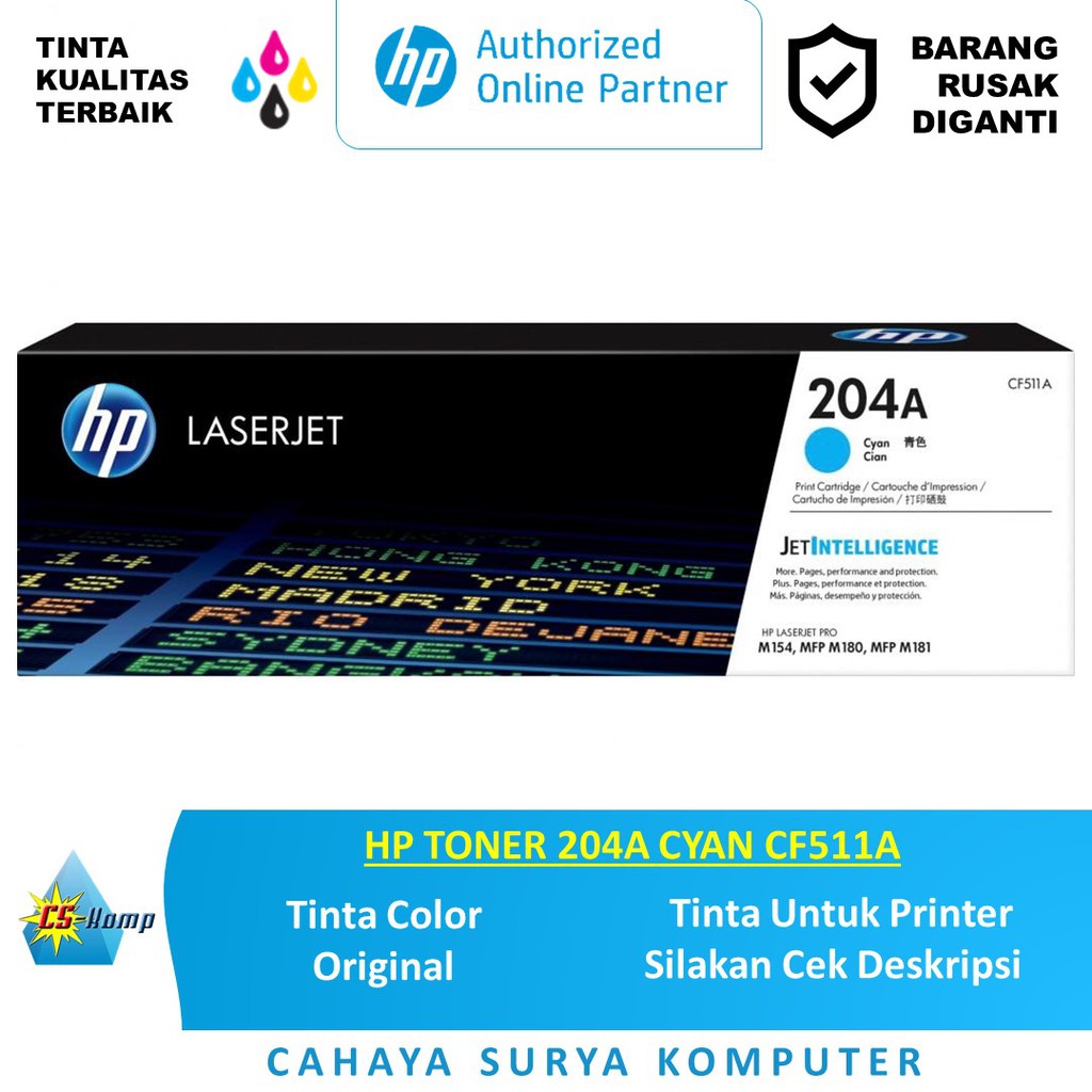 HP TONER 204A UNTUK PRINTER HP Color LaserJet Pro M154 Printer series, HP Color LaserJet