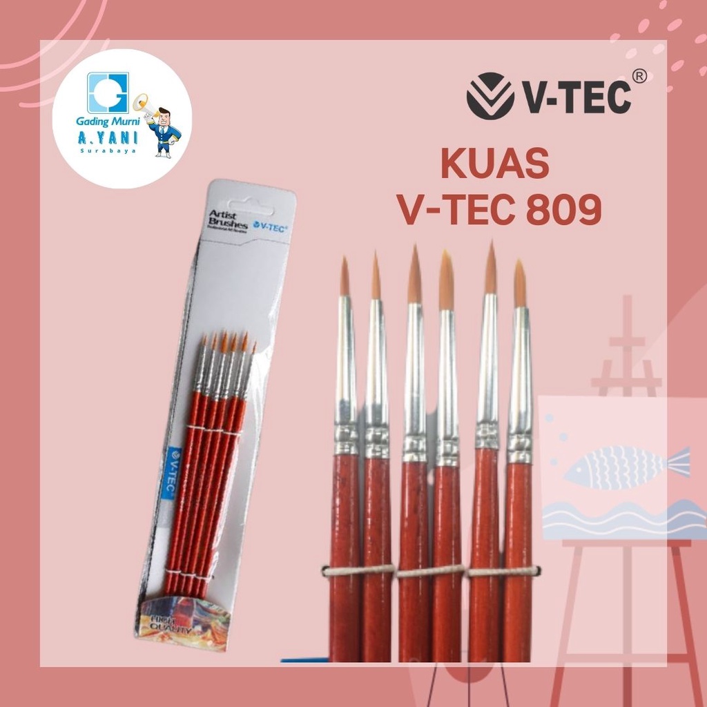 

V-Tec Round Brush 809 Kuas Set isi 6
