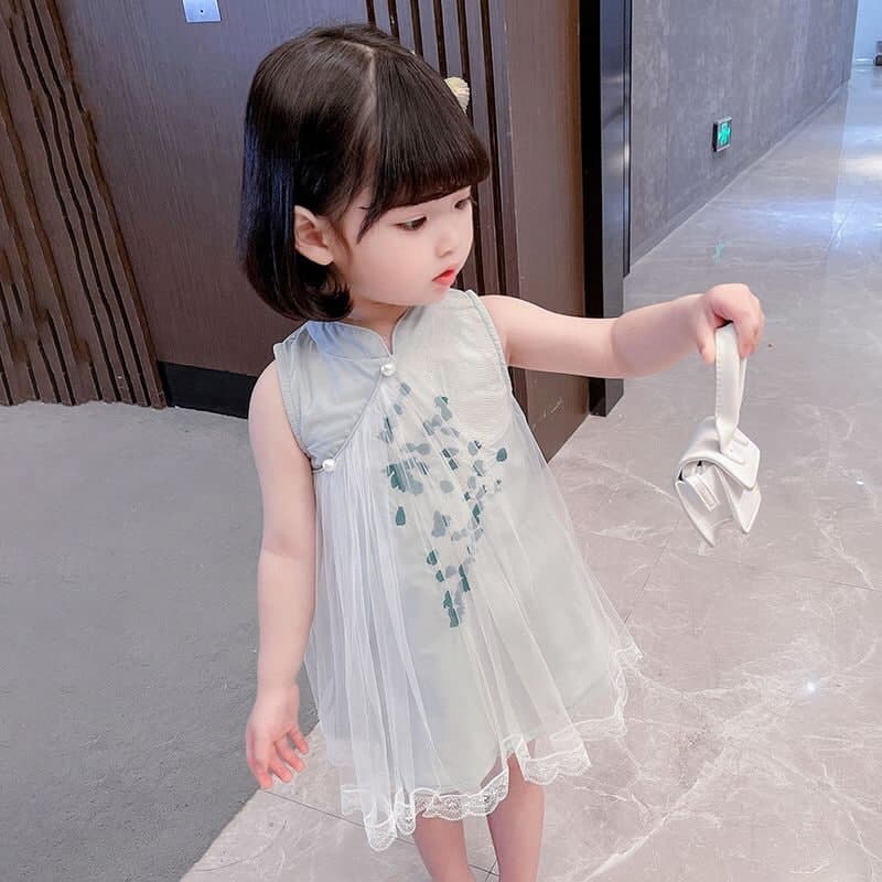 Promo !! Dress anak perempuan import / Dress tutu anak / Dress leaves furing chinese ukuran 2-6 tahun