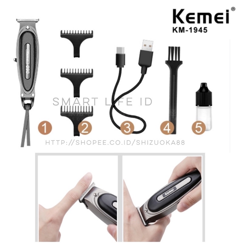 Kemei KM-1945 Alat Cukur Rambut Hair Clipper Detailer Trimmer Mesin Cukuran KM 1945