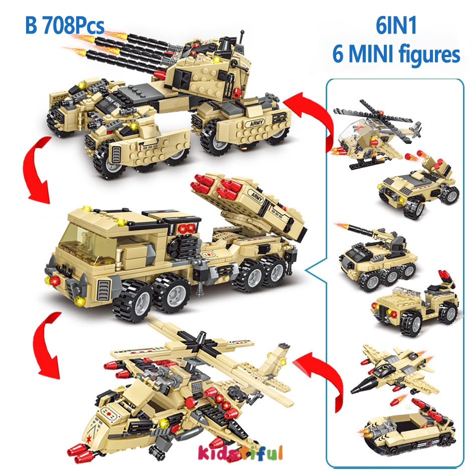 Mainan Anak Laki Laki Tank WW2 772Pcs Tentara Tangki