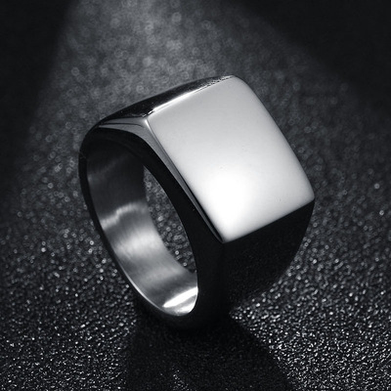 Cincin Bahan Titanium Steel Bentuk Persegi Geometris Untuk Pria Dan Wanita