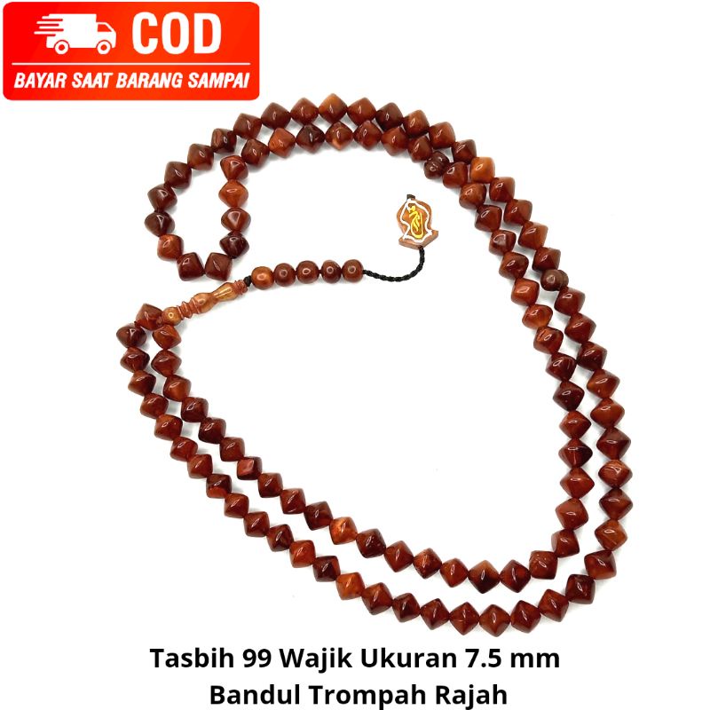 tasbih kokka kauka kaoka kaokah kokkah kaukah wajik 99 ukuran 7.5 mm bandul trompah