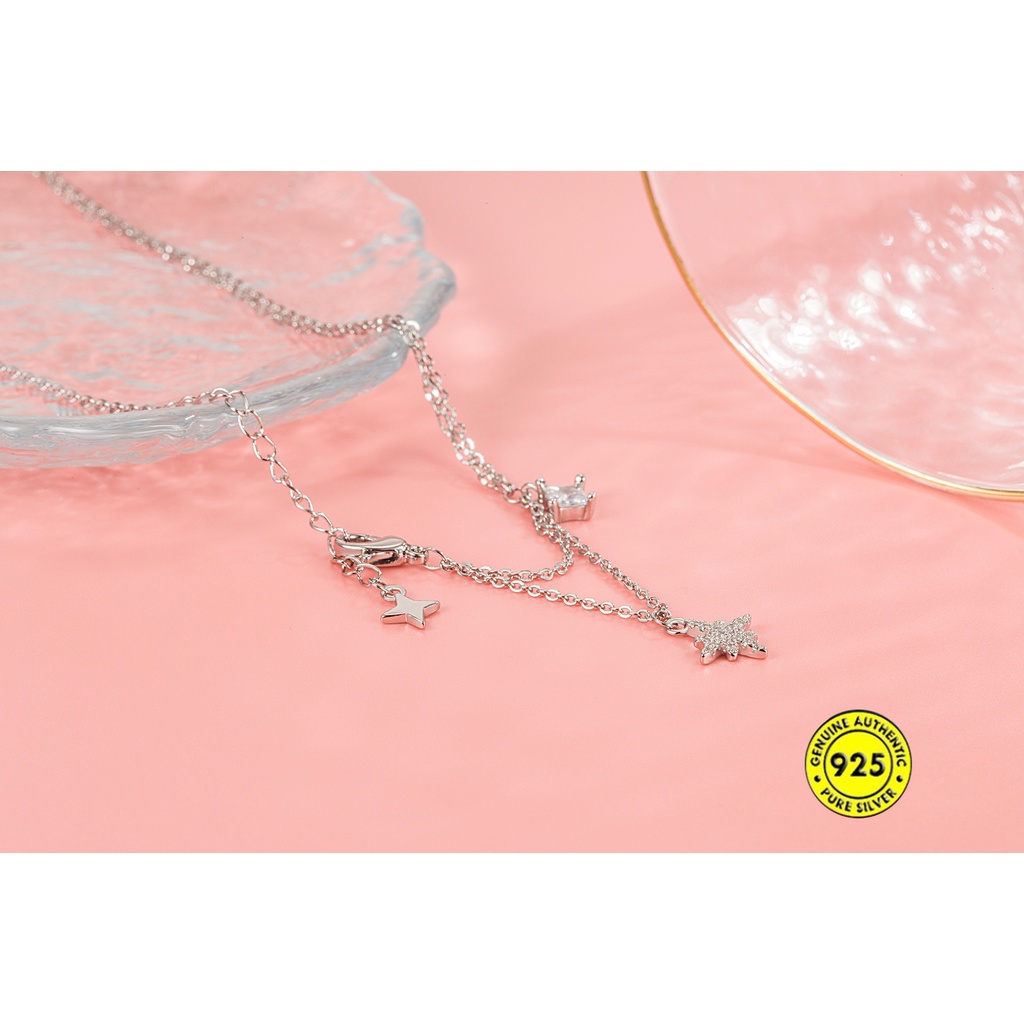 Kalung Rantai Sterling Silver 925 Dengan Liontin Bintang Untuk Wanita