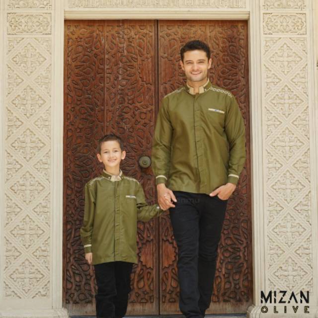 SALE Kemko Kemeja Koko Lengan Panjang Mizan Olive by Ahzarayy