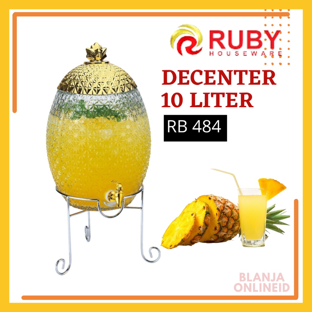 Decanter Dispenser Kaca Air Juicer Dingin RUBY RB 484/RB484 Pineapple Nanas Beverage Cristal Water T