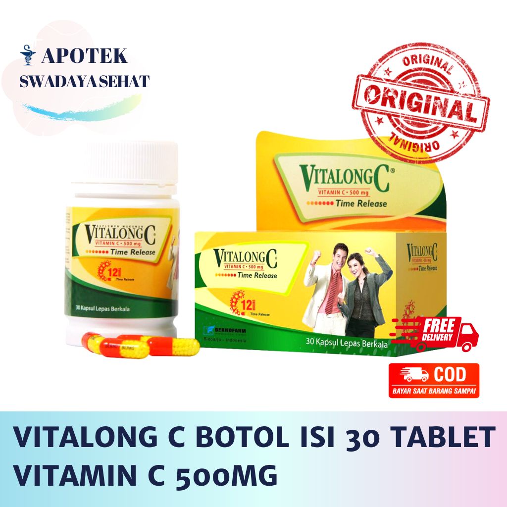 VITALONG C Botol Isi 30 Tablet - Vitamin C 500 MG Box