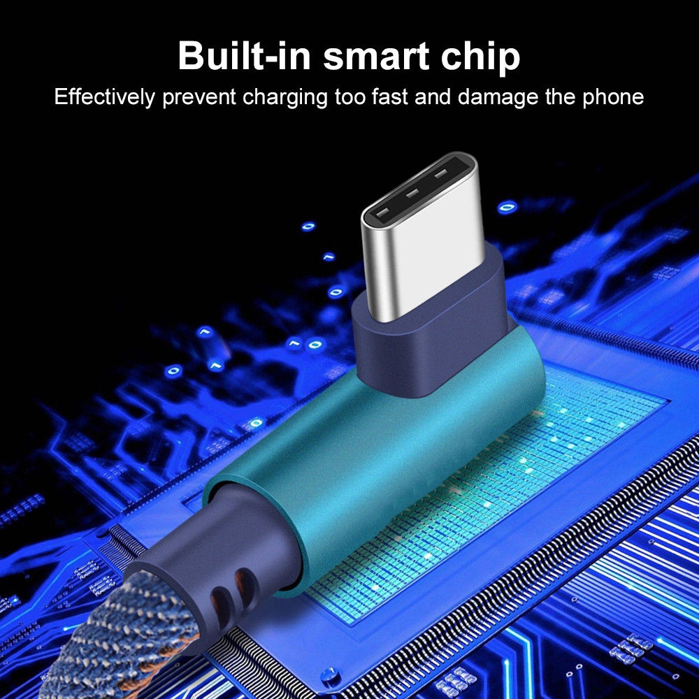 Kabel Data / Charger Fast Charging USB Type-C ke USB 3.0 Sudut Kanan 90 Derajat