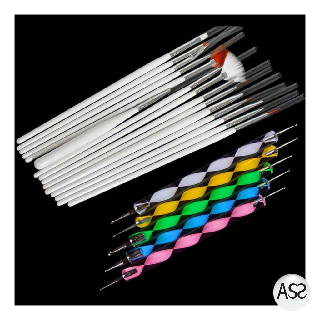 ASS Shop - Rhinestone Kuas Kuku Lukis 20 in 1 Nail Art Dotting Tools - X-19