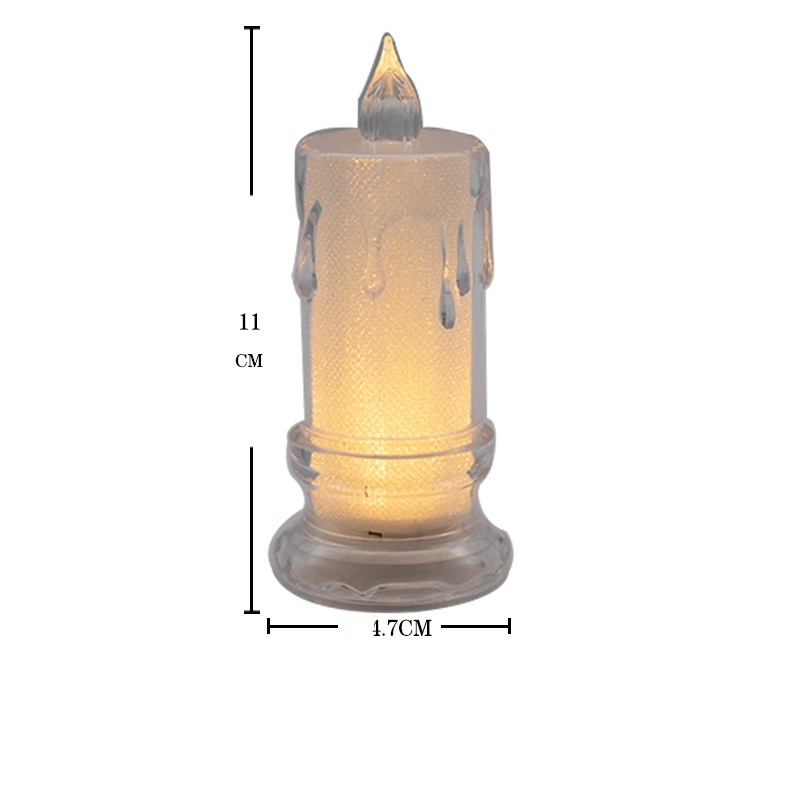 Lampu LED Bentuk Lilin Transparan Tanpa Api Tenaga Baterai Dengan 3 Mode Untuk Dekorasi Pesta