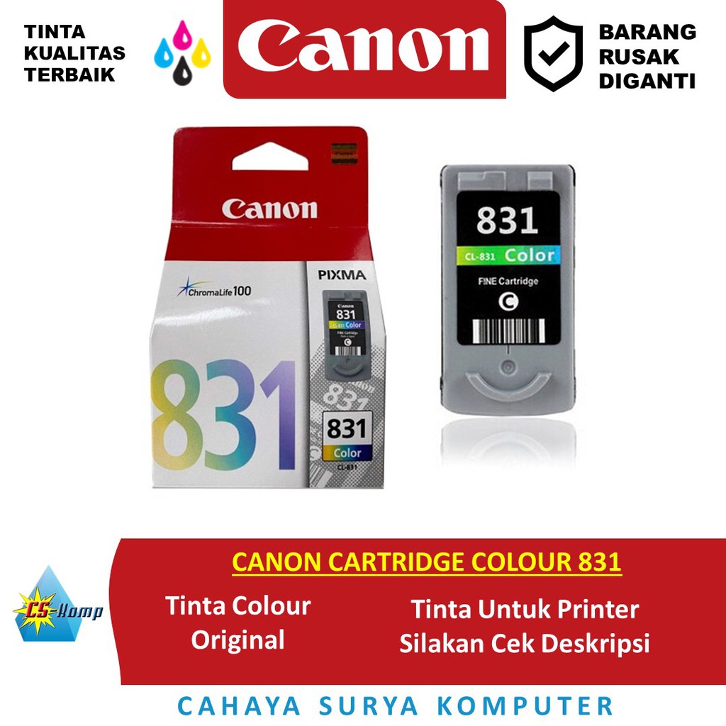 CANON CARTRIDGE COLOUR 831 UNTUK PRINTER iP1880 - iP1980 - MP145 - MP228 - MP476 - MP198, MX308