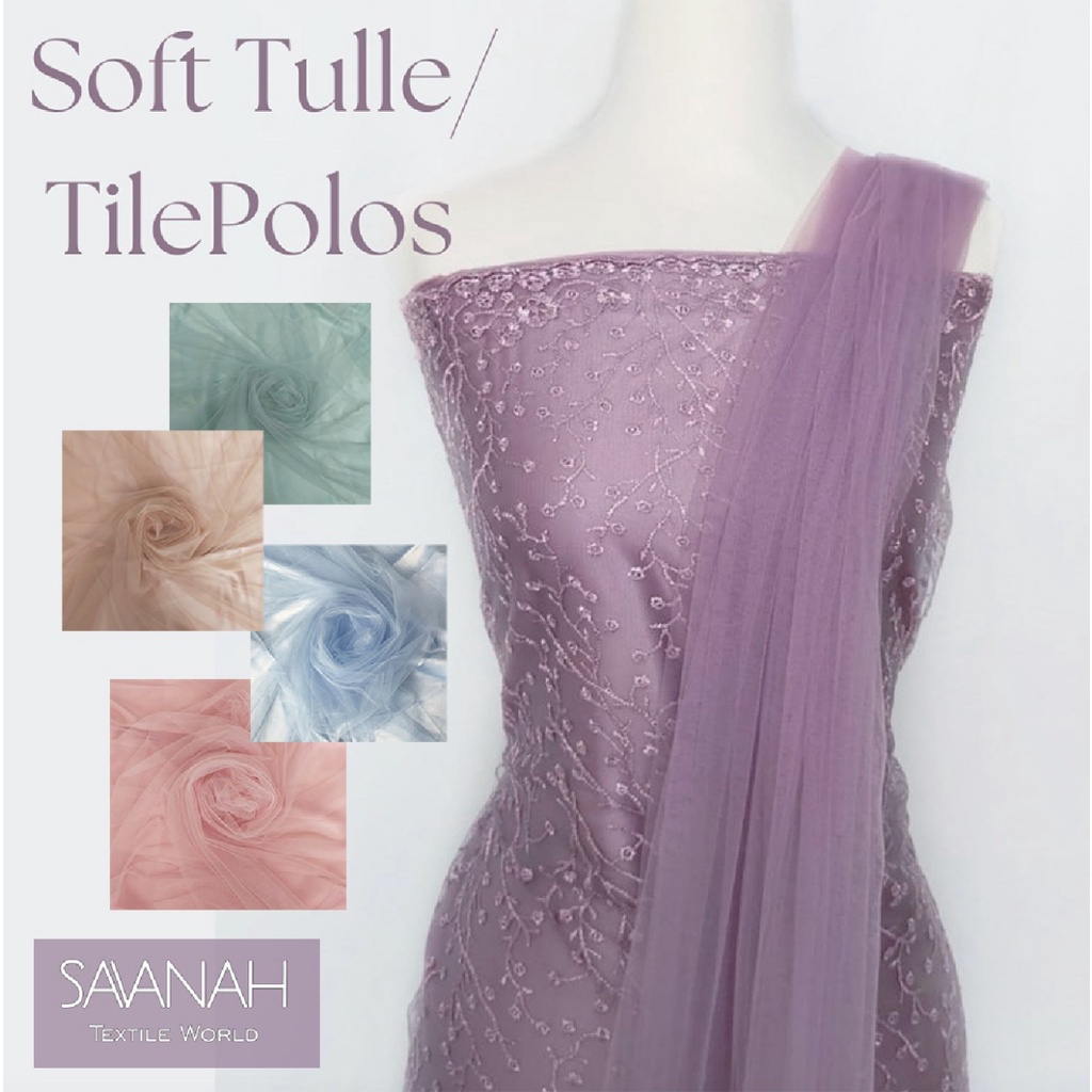 1/2 meter Kain Tile Polos / Kain Soft Tulle / Bahan tulle polos