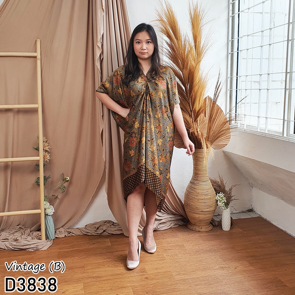 Kaftan batik semi sutra premium dress kondangan 3838
