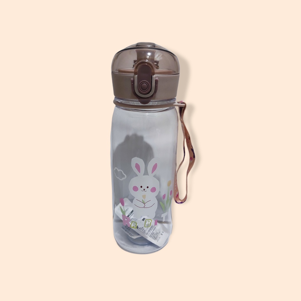 Botol Minum Anak Bening 580ml Karakter Lucu Dino Lion Rabbit Include Tali 913