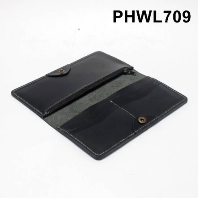 dompet cewek model panjang - long wallet kulit asli hitam  PHWL709