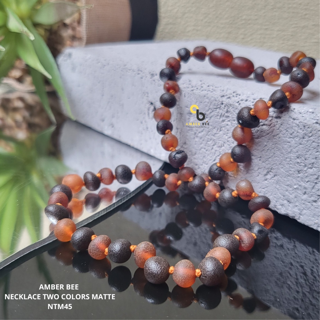 Kalung Amber Baltic Balita &amp; Anak Tumbuh Gigi Premium Matte Cognac Cherry NMCC45