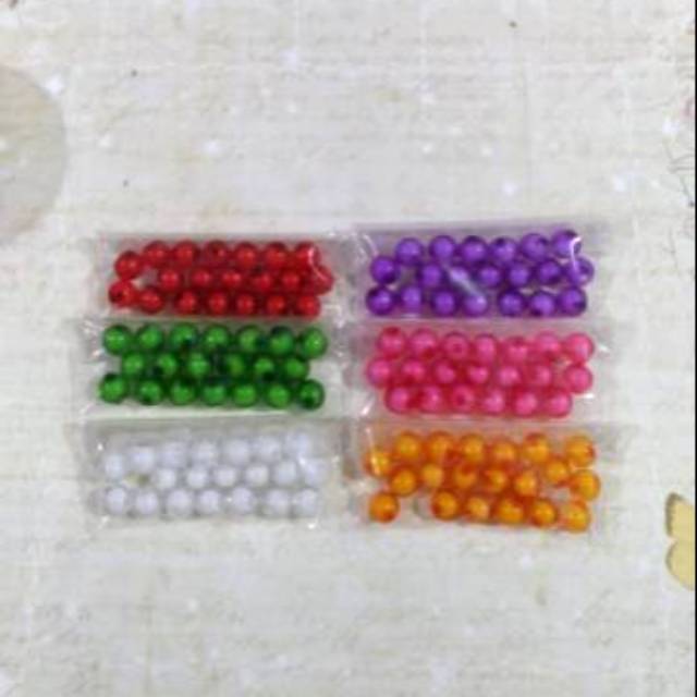 Mote Akrilik Bulat Transparan / Mote Akrilik Isi / Mutiara Isi 10 mm (20 pcs)