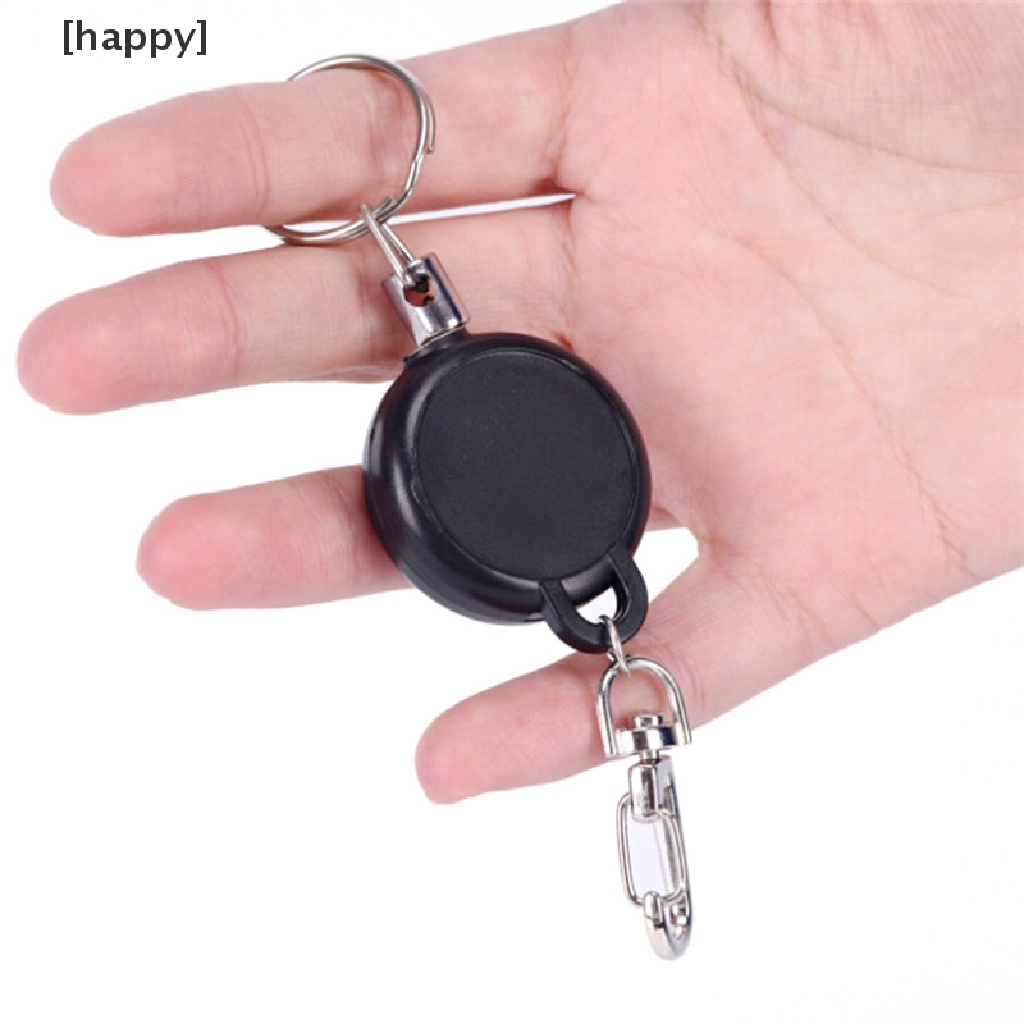 HA Retractable Key Chain Reel Steel Cord Recoil Belt Ring Badge Pass ID Card Holder ID