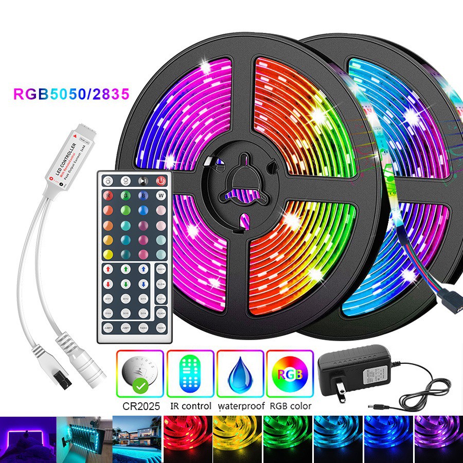 54D Led Strip RGB 2835 / 5050 IP65 12V Remote 10M 2 Cabang @5M