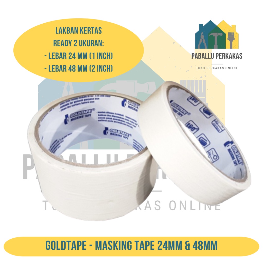

GOLDTAPE Lakban Kertas Besar Kecil Isolasi Duco 24 mm x 10 Meter & 48 mm x 10 Meter Dico Masking Tape / Isolasi Kertas / Plester dico duco
