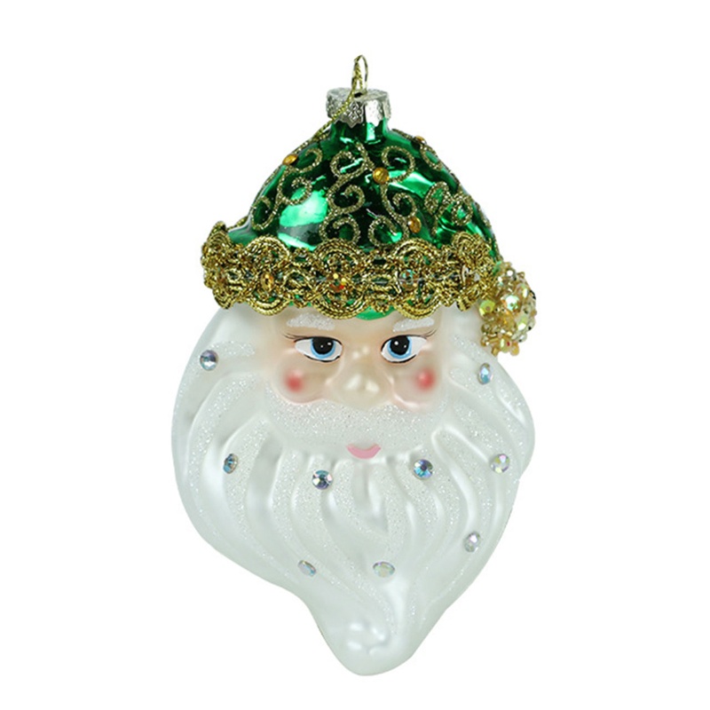 2pcs Liontin Gantung Desain Santa Claus Bahan Kaca Untuk Dekorasi Pintu Depan Pohon Natal