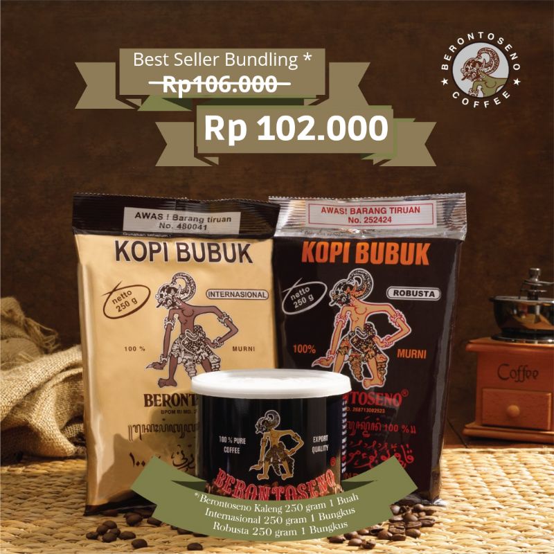 

Kopi Berontoseno Best Seller Bundling Kaleng + Internasional + Robusta