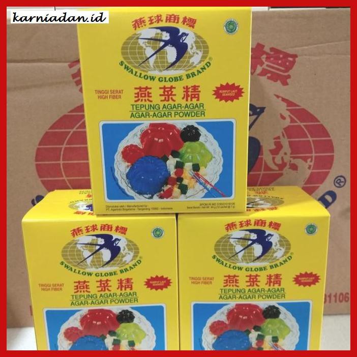 

RAGA-RAGA- TEPUNG AGAR AGAR SWALLOW GLOBE BRAND BOX -GNIDUP-NAHAB.