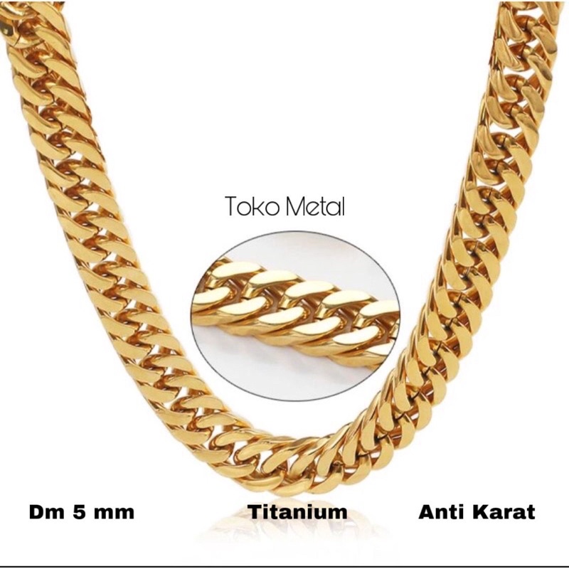 Kalung Titanium Model Rantai Gold Pria dan Wanita [ Toko Metal ]