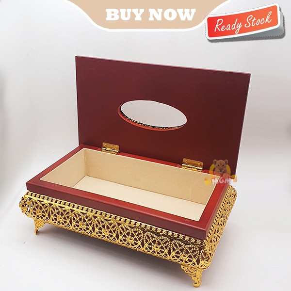 LUXURY Metal KAYU Klasik Gold Tempat kotak tisu Tissue Box elegant