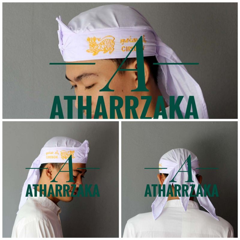 Blangkon Iket Bordir Macan Ali Warna Putih - iket Macan Ali