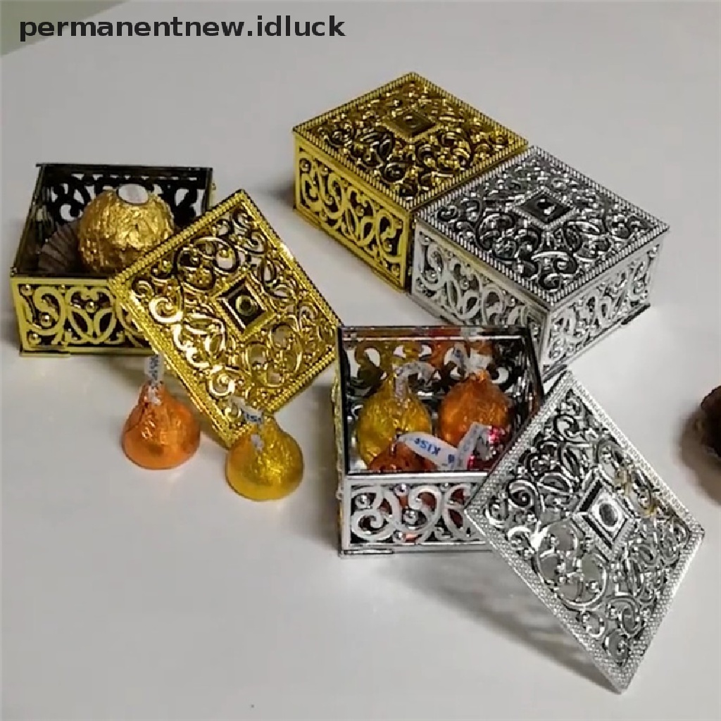 Kotak Permen / Kue Mini Model Hollow Foil Emas Untuk Hadiah Pernikahan