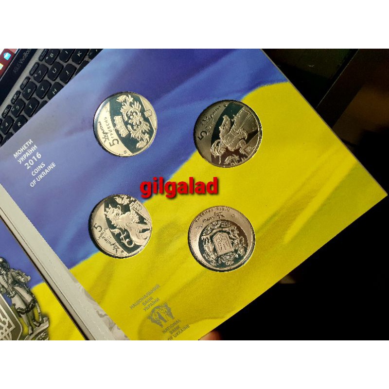 UKRAINE SET 4 KEPING 5 HRYVNIA 2016 - 25 TH INDEPENDENCE WITH FOLDER, KOIN ASING