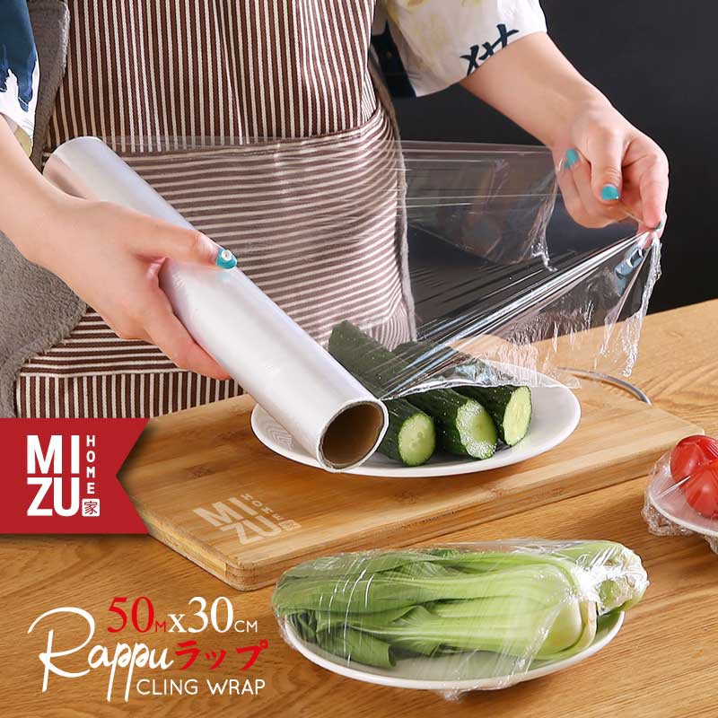 MIZU RAPPU 50m x 30cm Cling Wrap Stretch Film Roll Plastik Pembungkus Makanan Food Wrapping Sealer-1