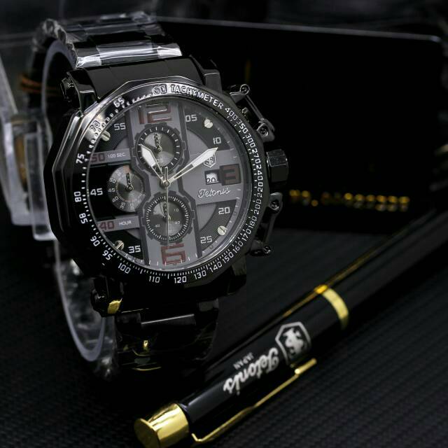 Jam tangan pria tetonis rantai original paket pulpen