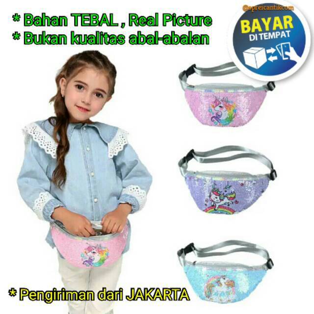 [PROMO] Tas Selempang Slempang Wanita Anak Cewe Sequin Sisik Manik UNICORN