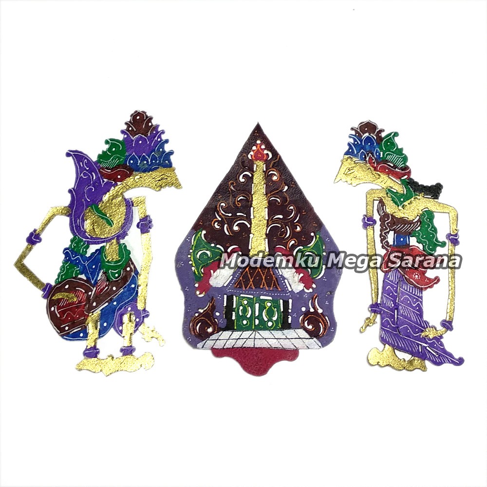 Miniatur Wayang Kulit Rama Shinta &amp; Gunungan Tinggi 10 Cm Tanpa Gagang