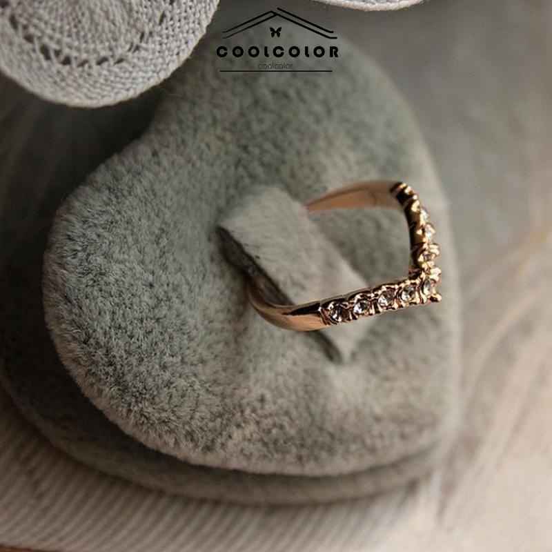 COD❤️Cincin berlian berbentuk hati cincin sederhana penuh berlian cinta cincin ekor korea fashion wanita